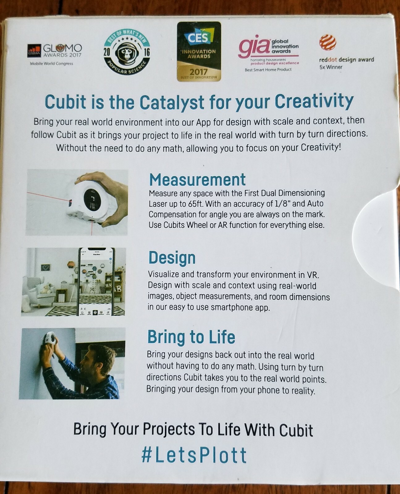 Cubit by Plott Measuring & Interior Design Tool Bluetooth Smart Virtual Reality
