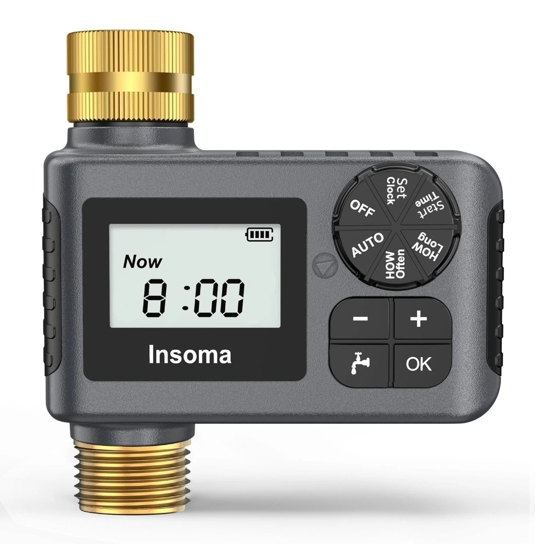 Sprinkler Timer with Brass Inlet and Outlet, Programmable Water Timer for Out...