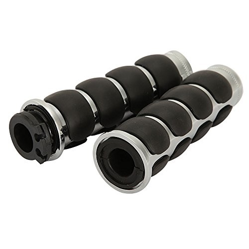 1 Pair Hand Grips Chrome Black-A
