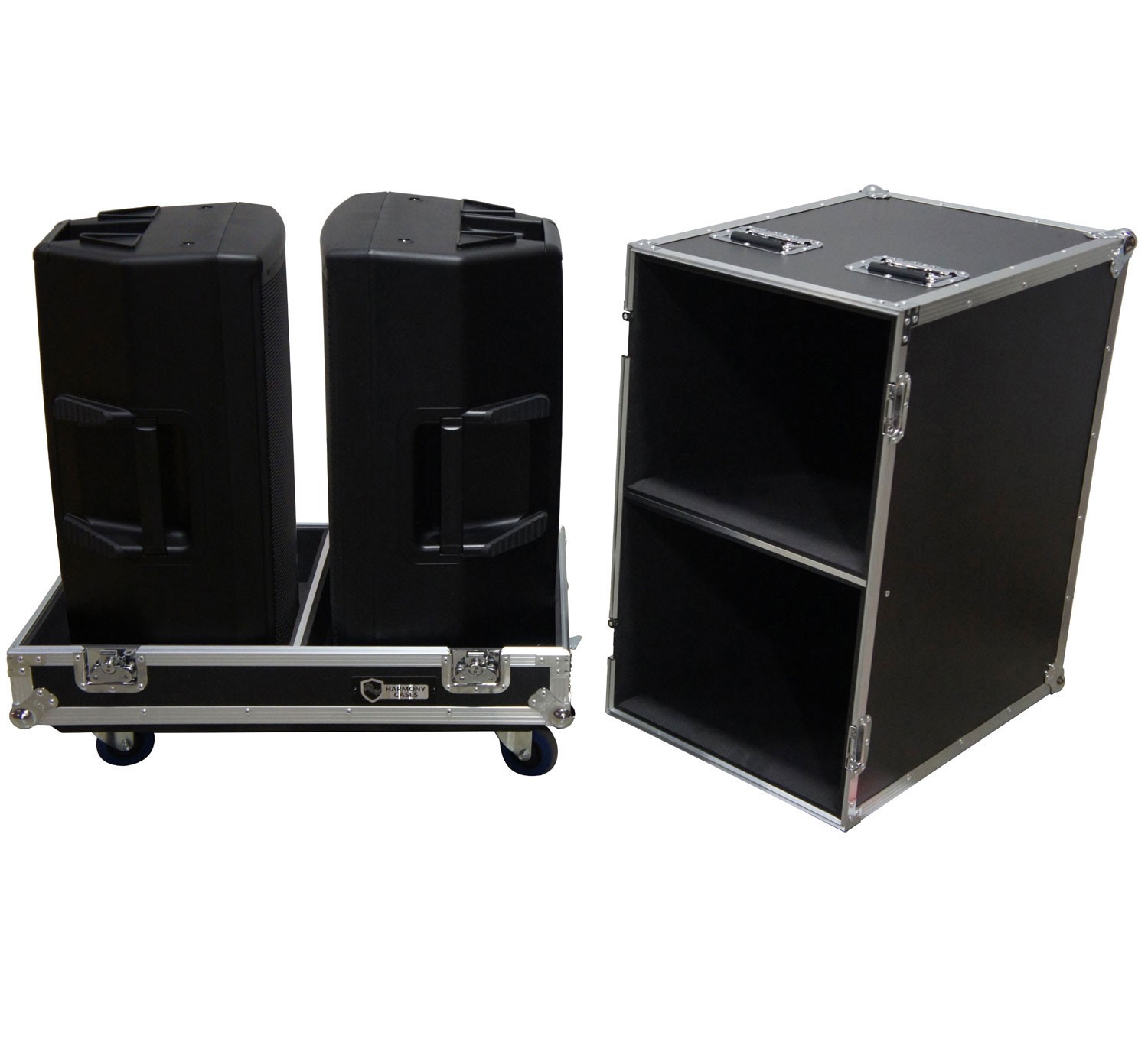 Harmony Cases HC2EON15C Pro DJ Rolling Road Case for (2) 15" Pro PA Speakers