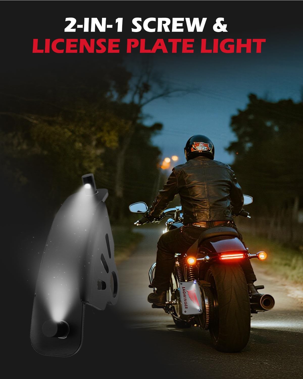 Universal Curved License Plate Bracket with LED Lights for Motorcycles