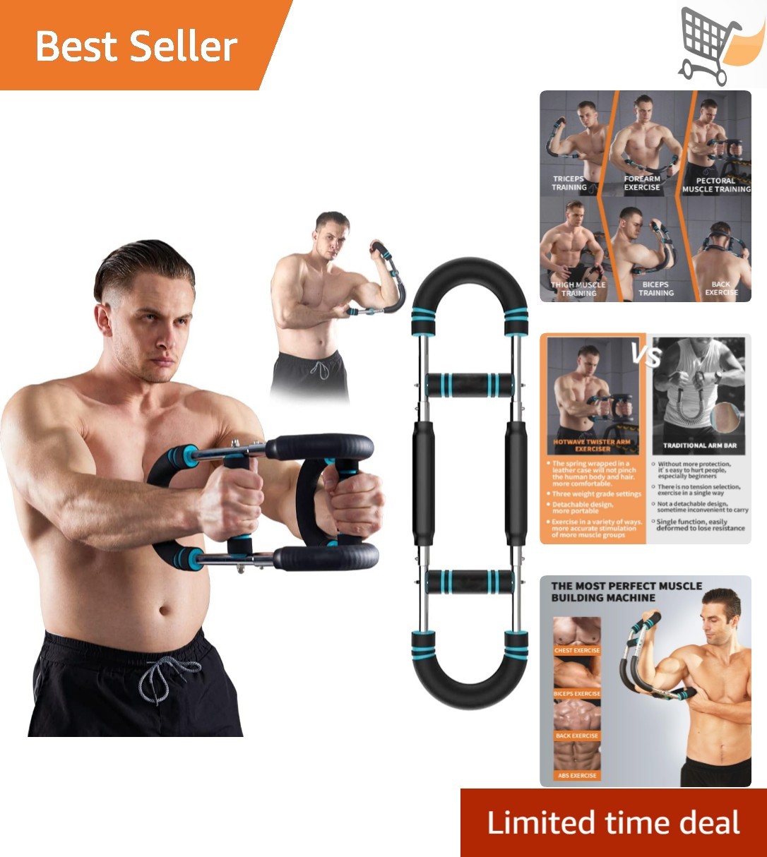 Twister Arm Trainer Metal Portable Adjustable Chest & Arm Exerciser for Upper...