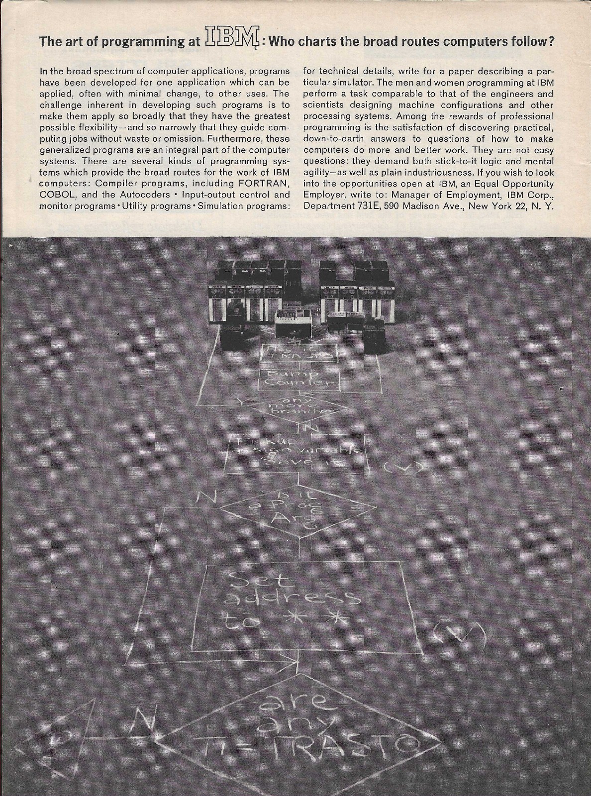 1963 IBM Computer Programming Recruiting Print Ad Fortran Cobol