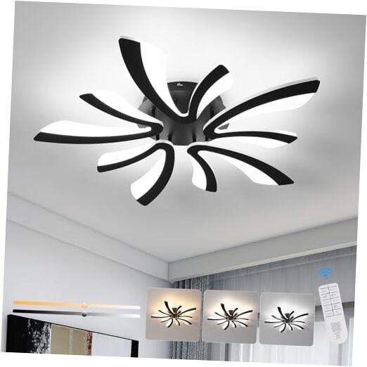 Modern Ceiling Light, 26.7'' Dimmable Black Acrylic V-Shaped BLACK-Dimmable