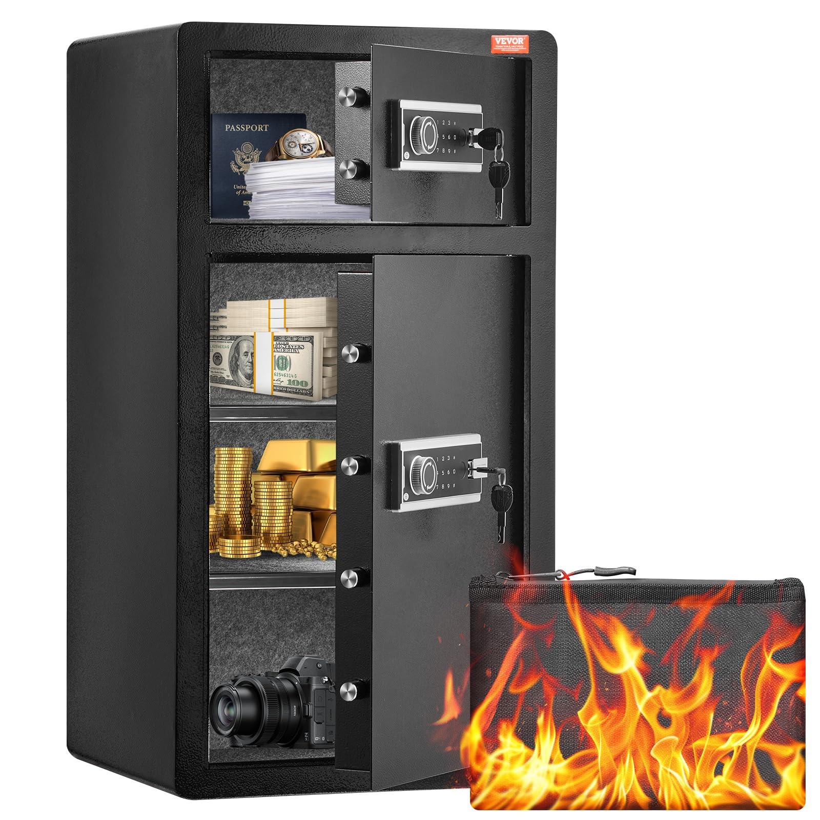 VEVOR Double Doors 7.2 cu.ft Safe Box with Key Lock & cubic feet, Black