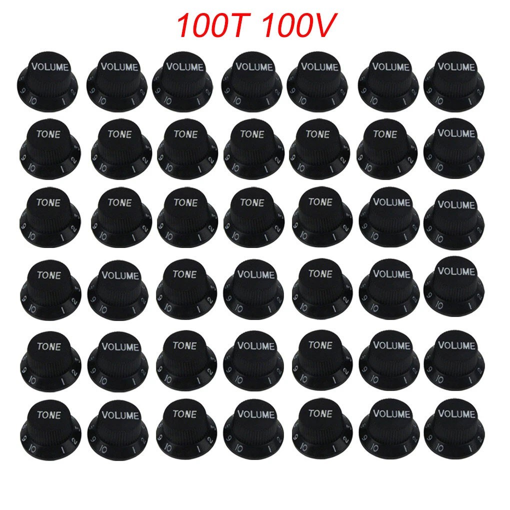 Set FD ST Electric Guitar Knobs 100 Tone & 100 Volume Control Knobs Black Color