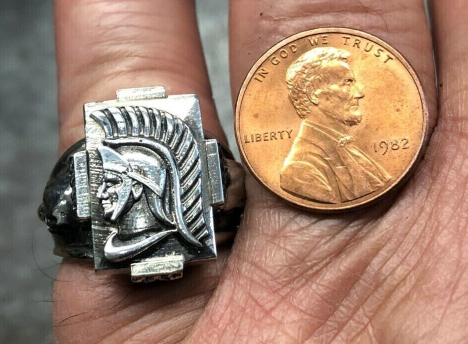 Roman Soldier Trojan Warrior Men's Ring Sterling Silver 925 Size 9