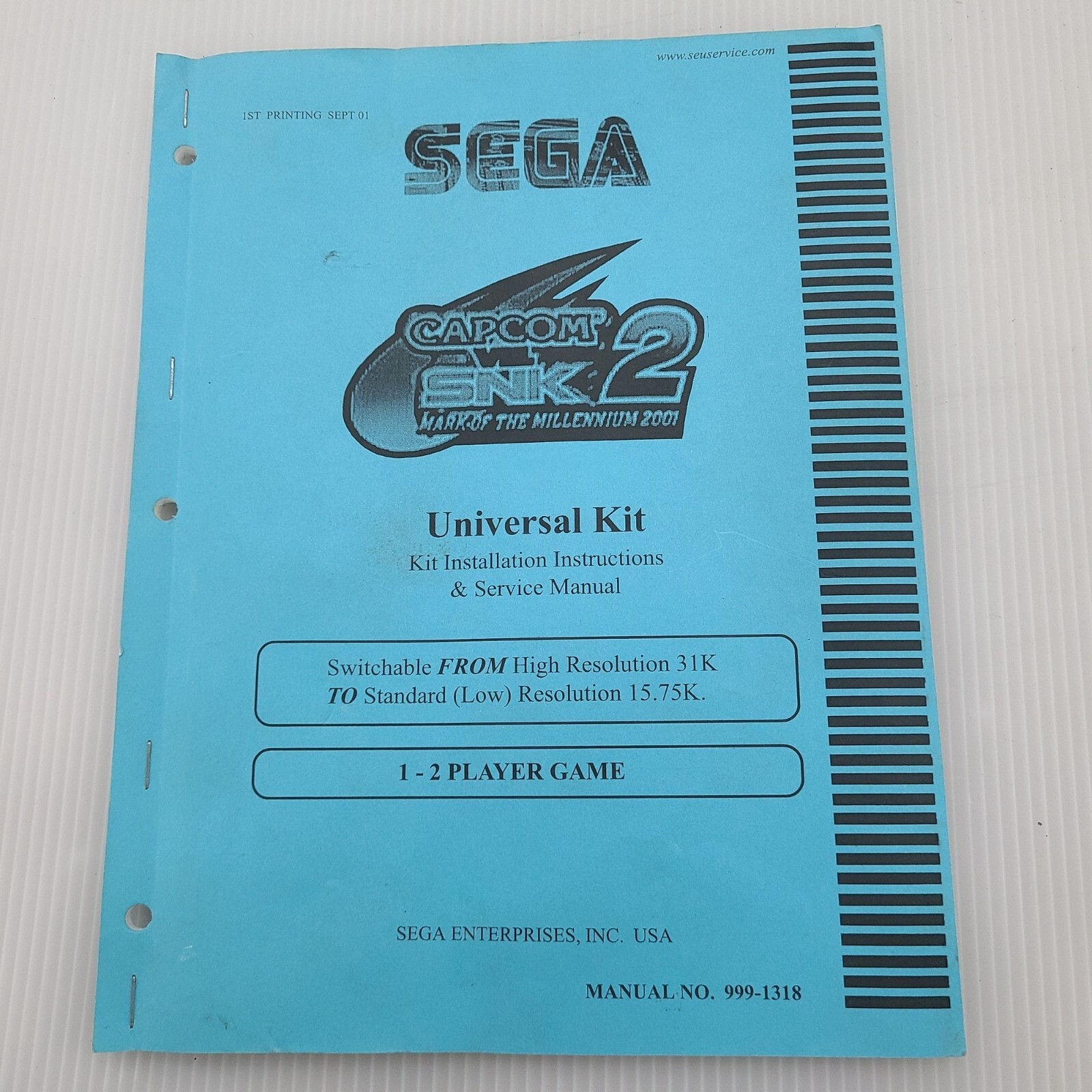 Capcom SNK 2: Mark of the Millennium 2001 arcade owner's manual