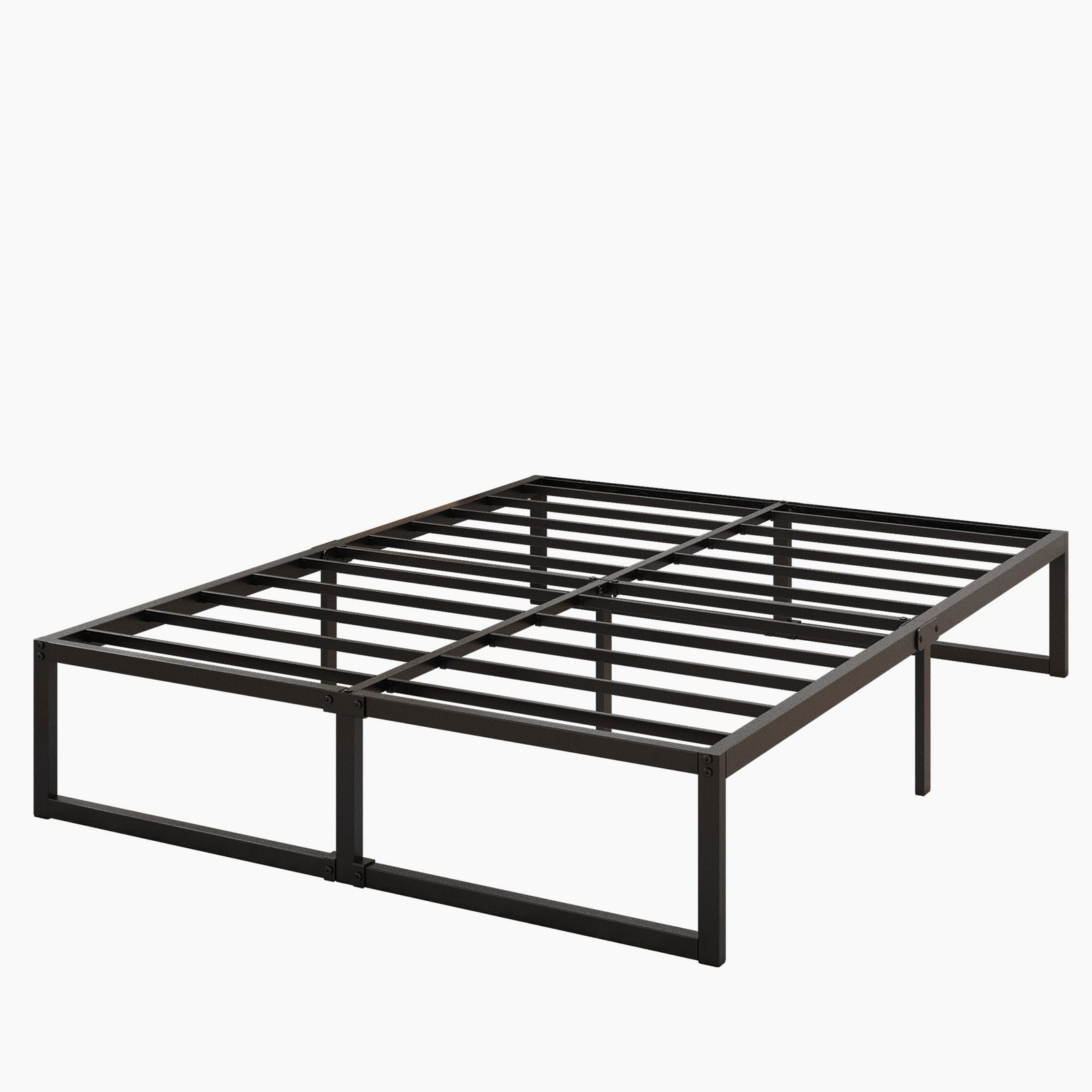 16 Inch Metal Platform Bed Frame, No Box Spring, Heavy Duty, Black