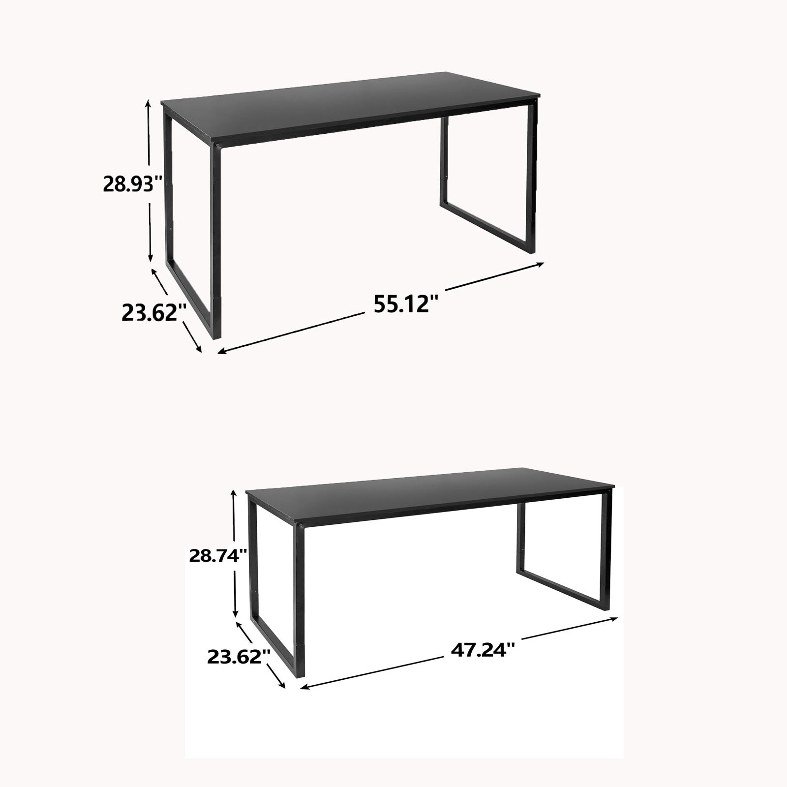 47" 55" L Computer Espresso Style Writing Desk Study Office Desk Corner Table