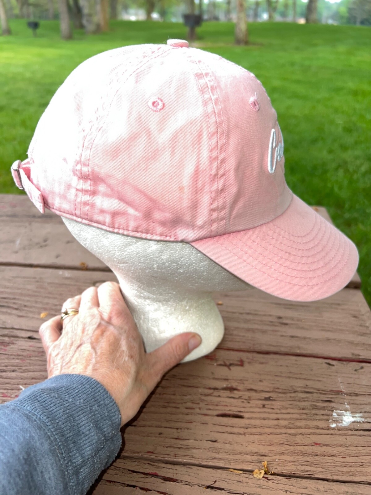 Chicago Cubs Pink Hat with Bright Pink Lips and Script CubsHat Cap Strap Buckle