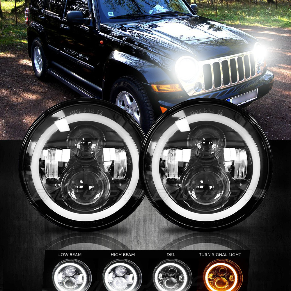 PAIR DOT 7" Inch LED Headlights DRL Turn Signal Combo Beam