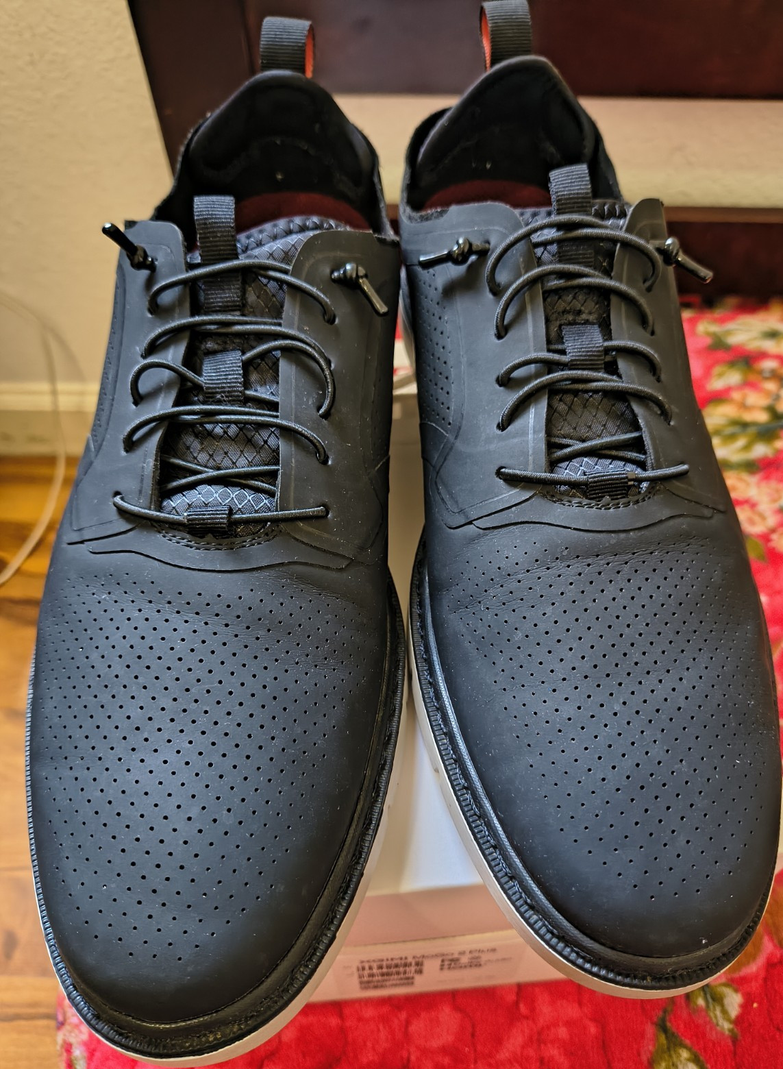 Stacy Adams Men's Black Leather Golf Sneakers Perforated Breathable Low Top