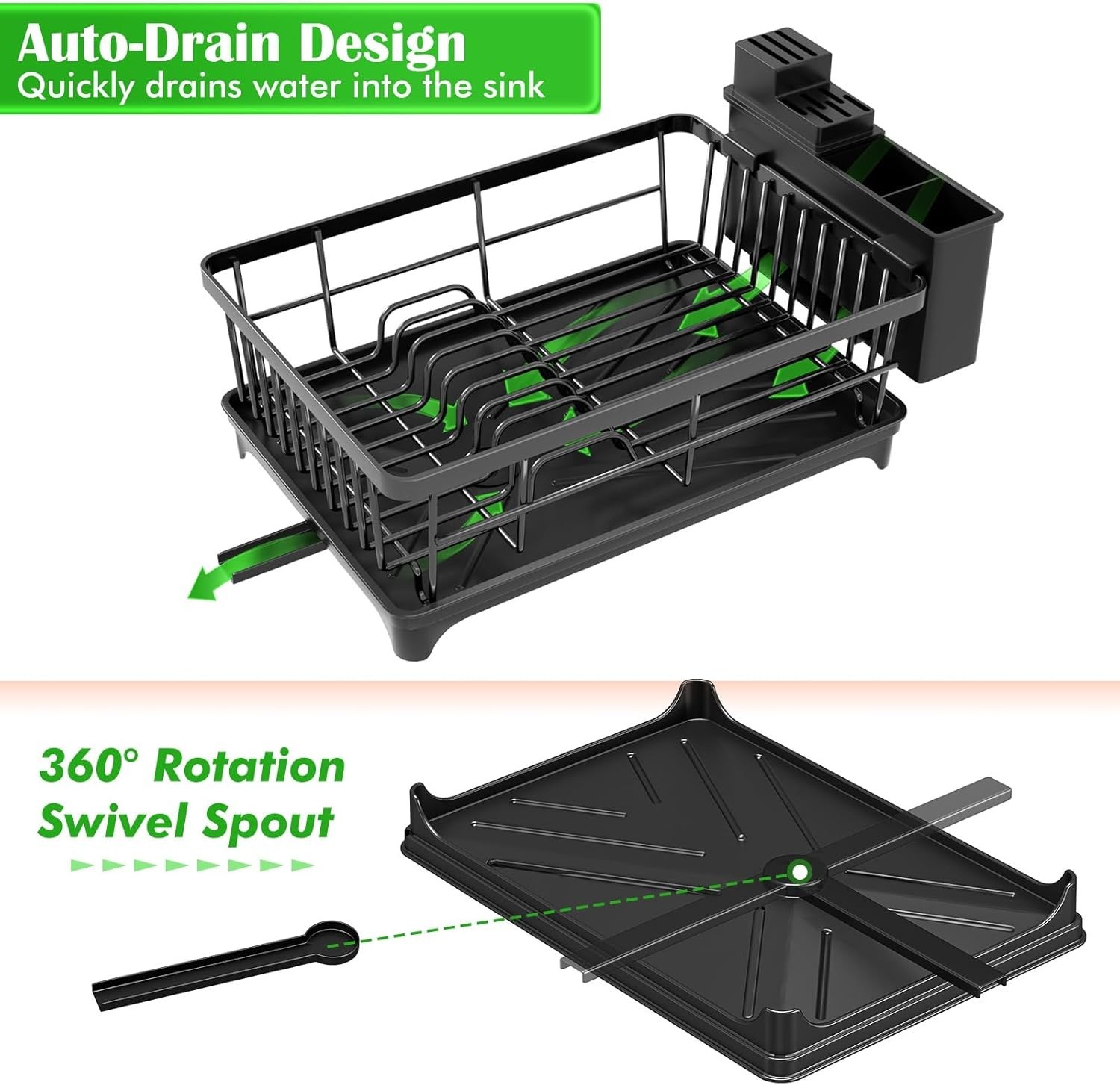 Dish Drying Rack - Small for Kitchen Counter Rust-Resistant Space-Saving Drainer