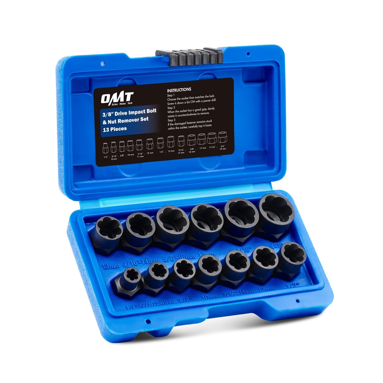 OMT Impact Nut And Bolt Extraction Tool Set, 3/8" Drive Extract... USA FAST SHIP