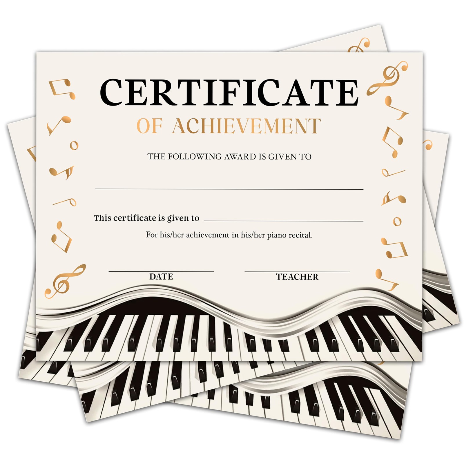 Music Award Certificates of Achievement Recognition Certificate - 8 x 10 Inch