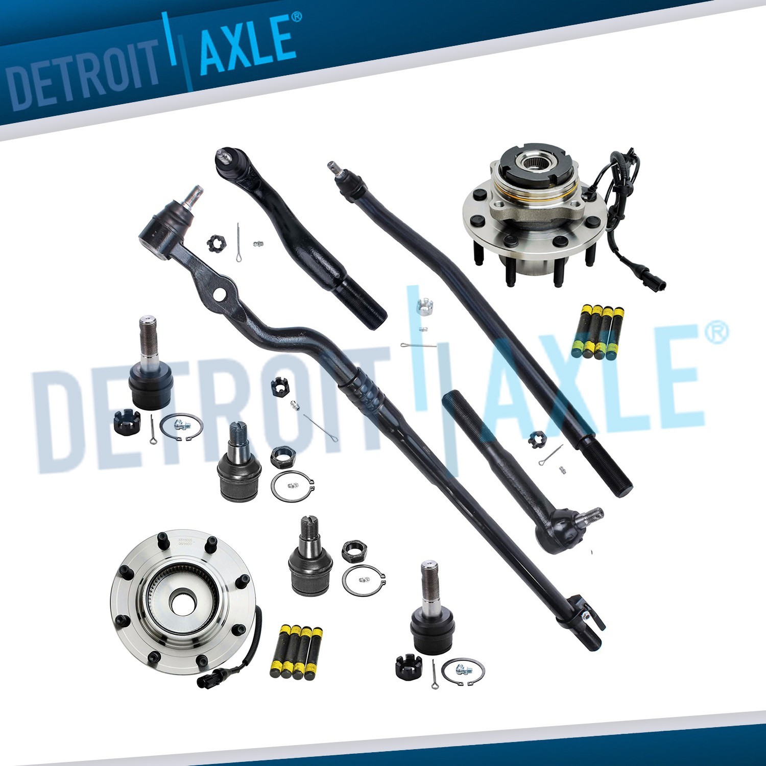 4WD Front Wheel Bearing Hubs Tie Rods for Ford F-250 F-350 Super Duty Excursion
