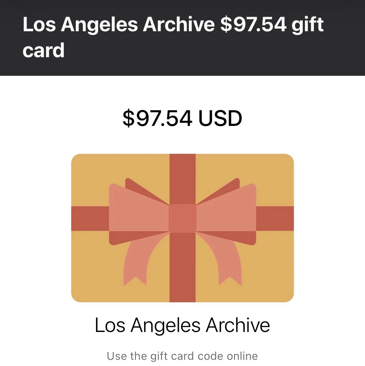Los Angeles Archive Gift Card $97.54