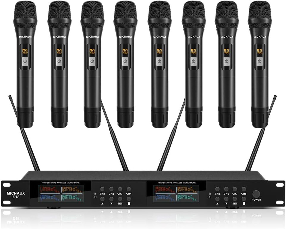Pro 8-Channel UHF Wireless Microphone System for Karaoke & Events