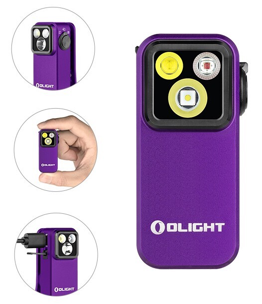 Olight Oclip Pro Purple Clip on Light, Floodlight Spotlight/Red Light, 500 Lumen