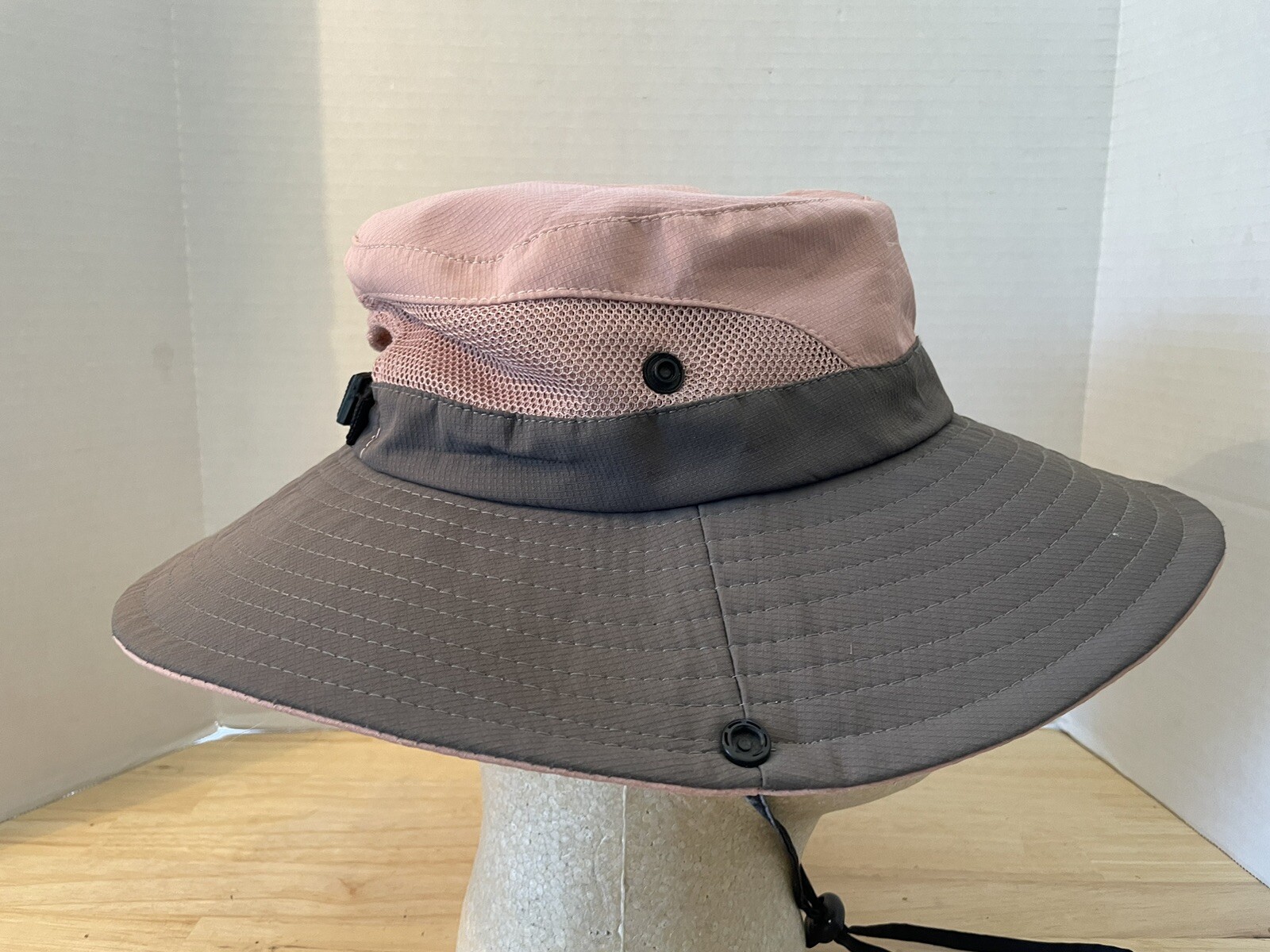 SUN SHADE Bucket Boonie Hat Lightweight Breathable Mesh Quick Dry Pink/Gray