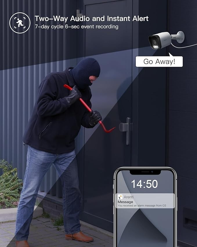 ARENTI 4MP 2.5k Outdoor Wireless Security Camera, ( PLUG IN..} 2PACK!!!!