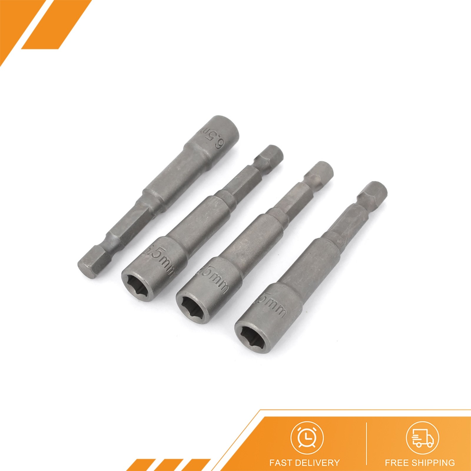 4PCS - Chrome-Vanadium Hex Shank 6.5mm Magnetic Hex Socket Nut Driver Setter