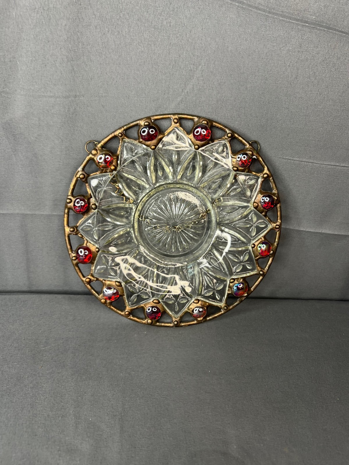 Glass Hanging Plate Decorative 7"