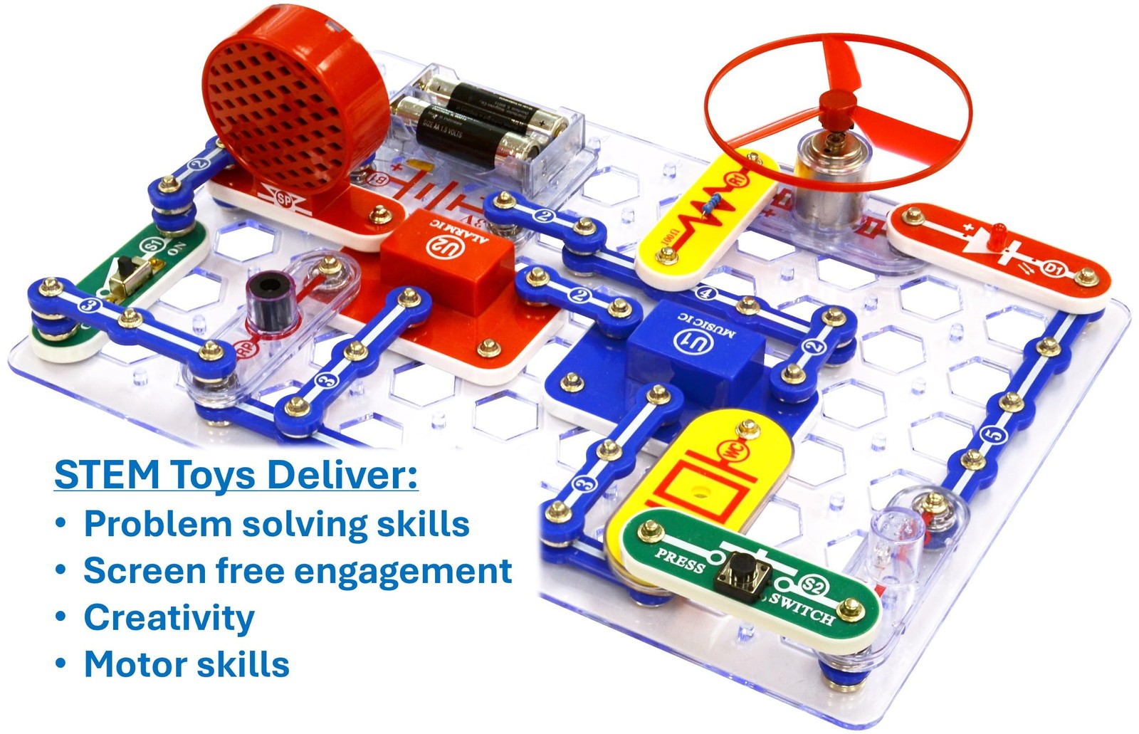 Snap Circuits Jr. SC-100 Electronics Exploration Kit, 100 Projects, Black