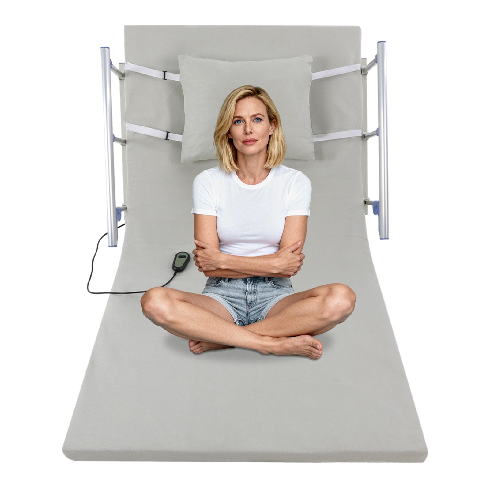 Ergonomic Electric Lifting Backrest Adjustable Lift Bed Back Support w/ Handrail