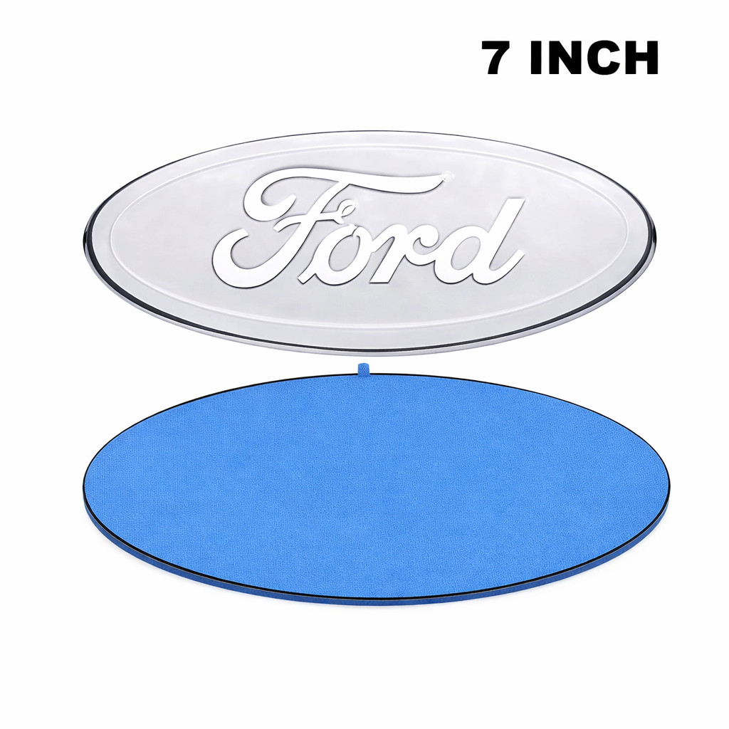 FORD WHITE & CHROME 2005-2014 F150 FRONT GRILLE/ TAILGATE 7 inch Oval Emblem 1PC
