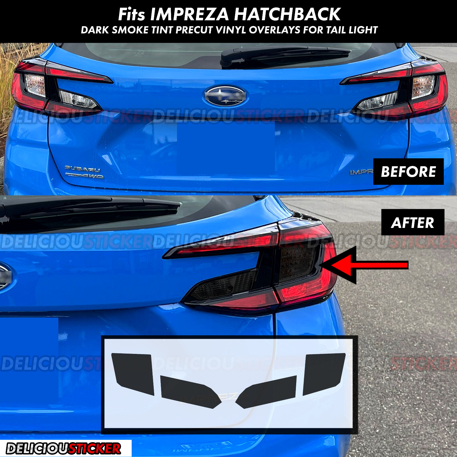 For 2024-2026 Subaru Impreza Smoke Tint Decal Tail Light Inner Overlay Vinyl