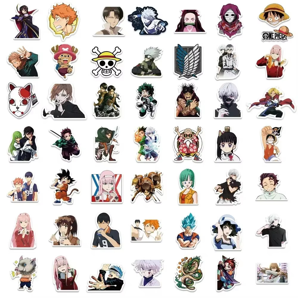 Anime Stickers 50 Pack Random Assortment One Piece Animation Variety Pack Set