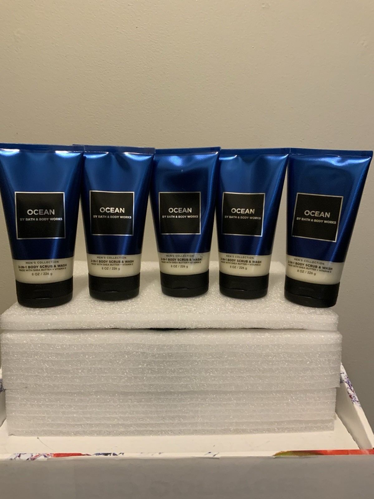 5 New Bath & Body Works OCEAN MEN’S COLLECTION 2 in 1 Body Scrub & Wash 8oz