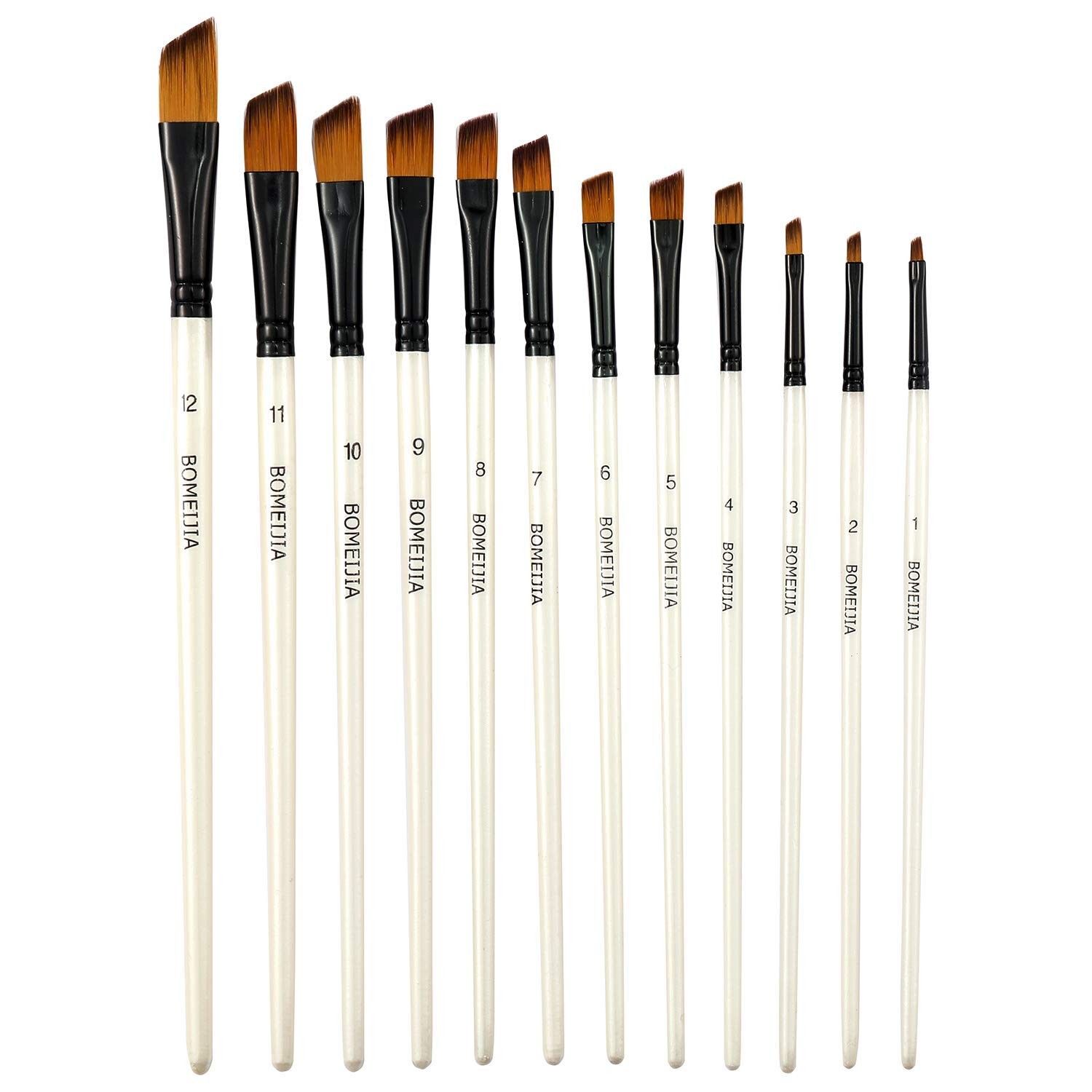 GETHPEN Angular Paint Brushes Set, Angled Watercolor Paint Brush Set,12PCS