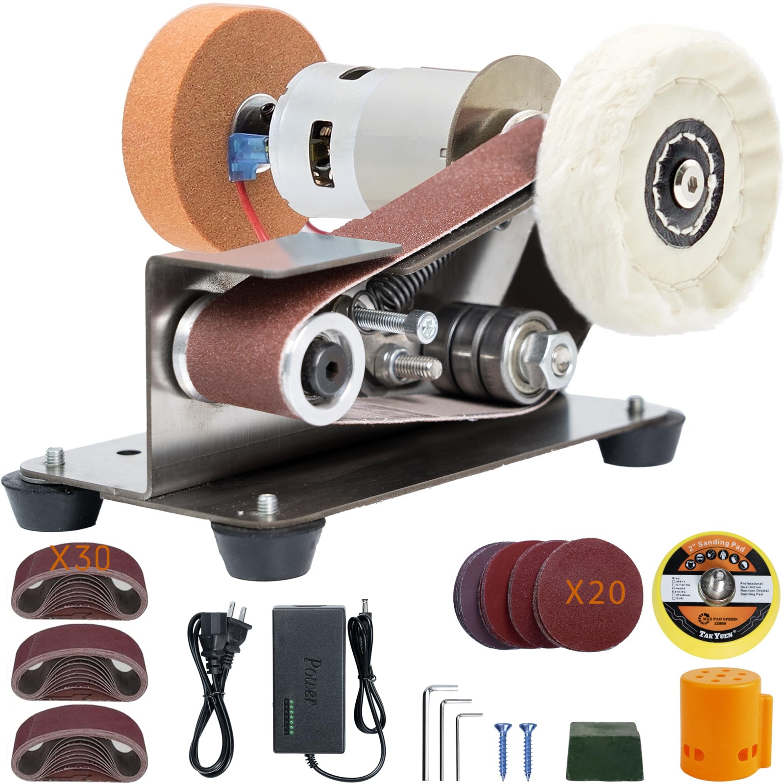 Mini Belt Sander, Small Sander Making Supplies, 7 Adjustable Speed Sharpener,...