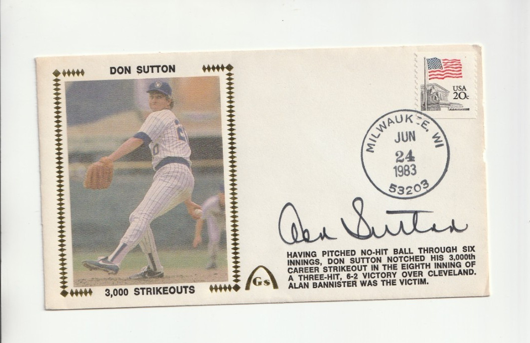 Don Sutton Autographed Commemorative Envelope 3000 Strikeouts Cache I727