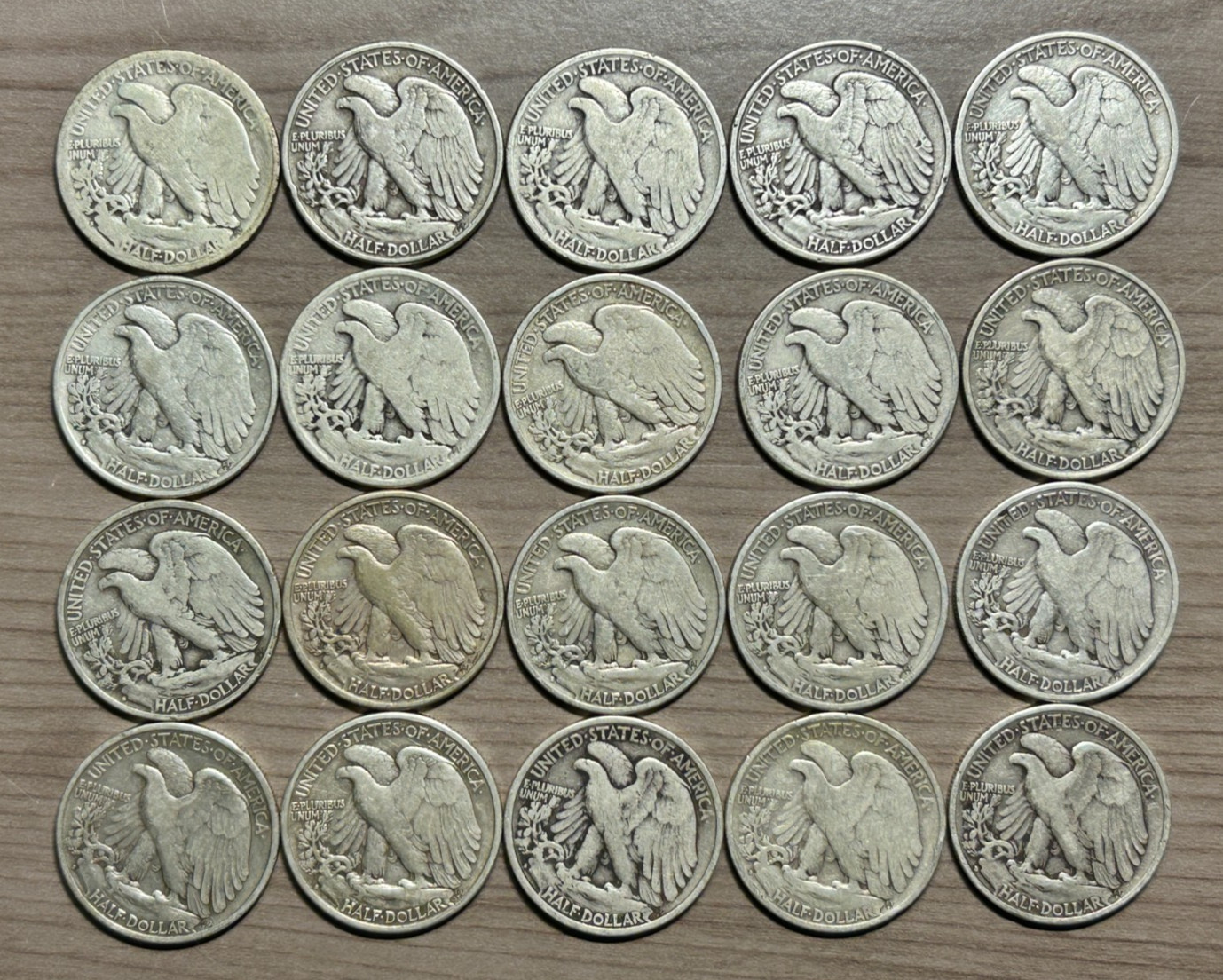 20 Walking Liberty Half Dollar Lot 90% Silver $10 Face Value Assorted Dates