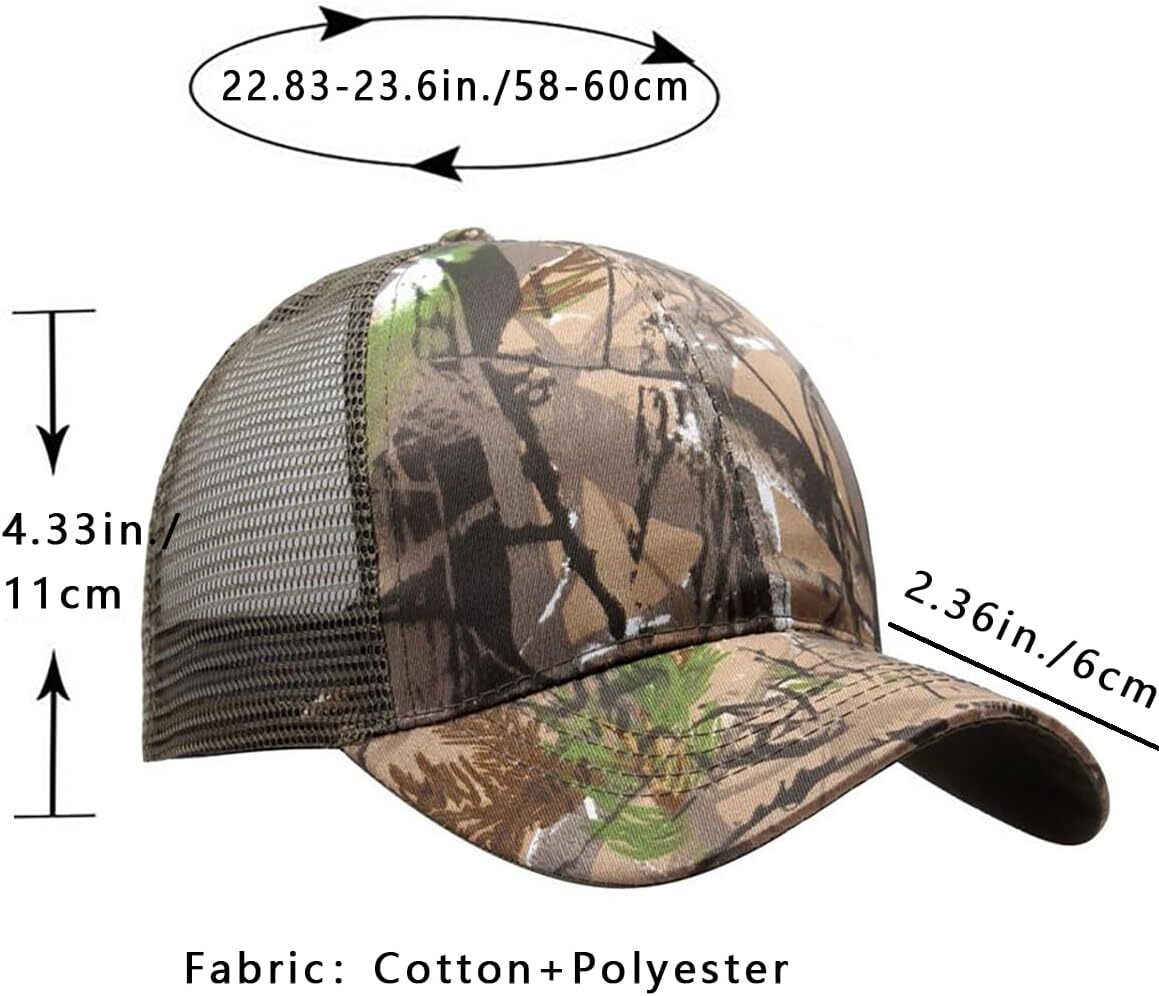 Foetest Adjustable Baseball Cap Camouflage Mesh Hat One Size, Camouflage-1