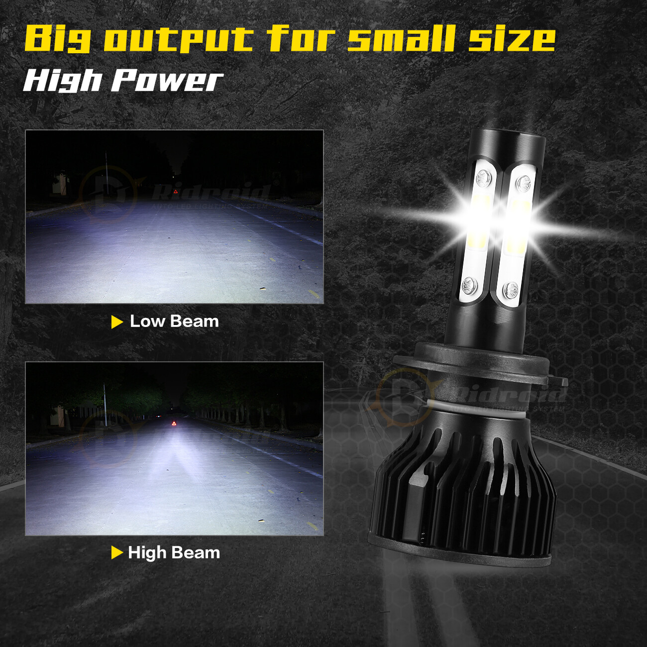 Pair 4-Side H7 LED Headlight Conversion Kit 6000K High Low Beam Replace Bulb