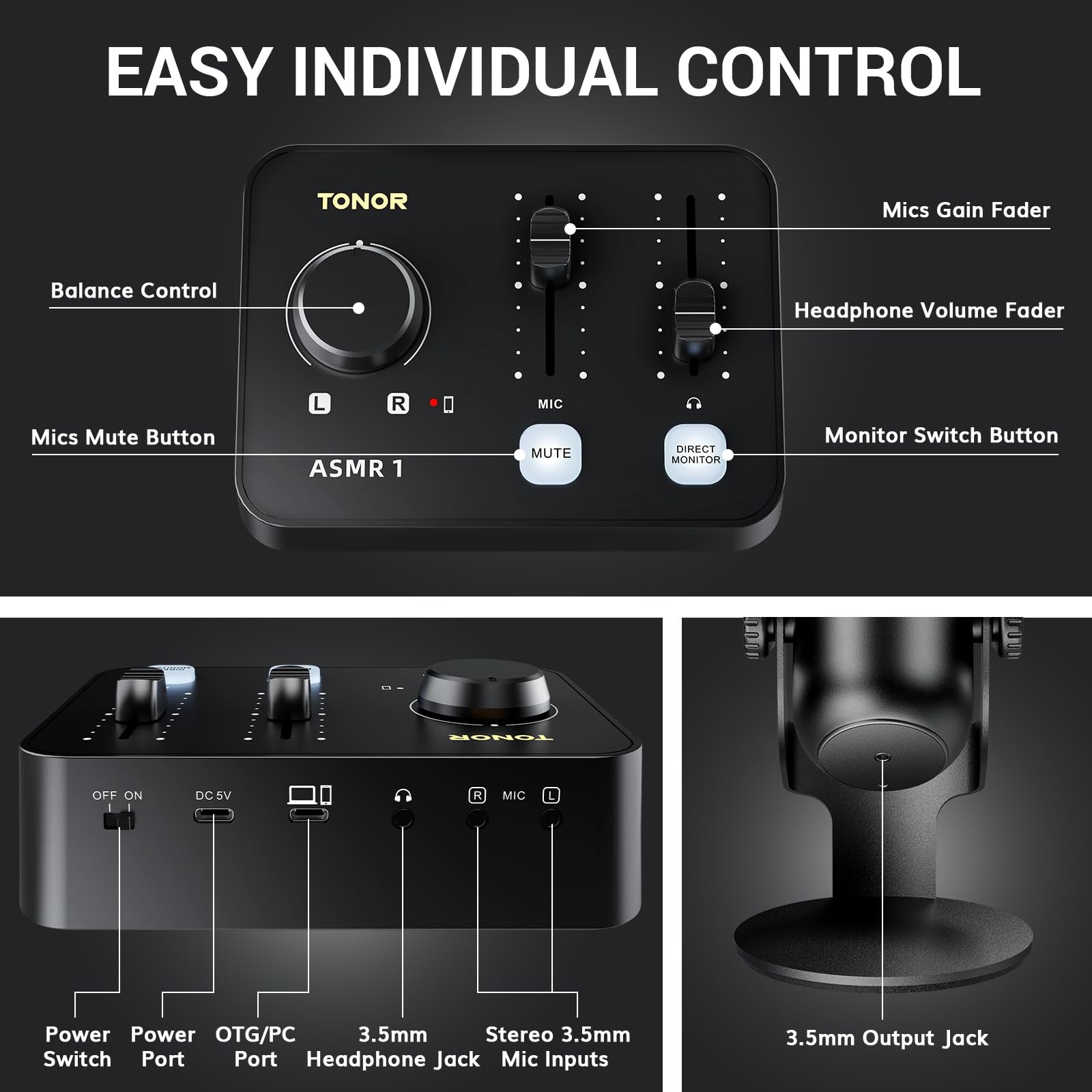 ASMR Microphone Equipment Bundle with Audio Interface, Immersive 3D Stereo Au...