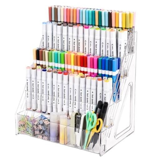 CELSOL Acrylic Desk Organizer – 25 Compartments Vertical Storage for 5 Tier