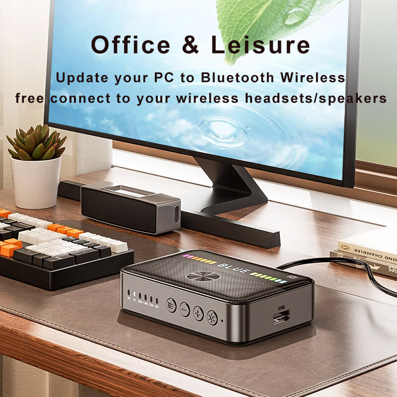 Bluetooth Transmitter Receiver Long Range For TV Home Car Stereo Audio Adapter