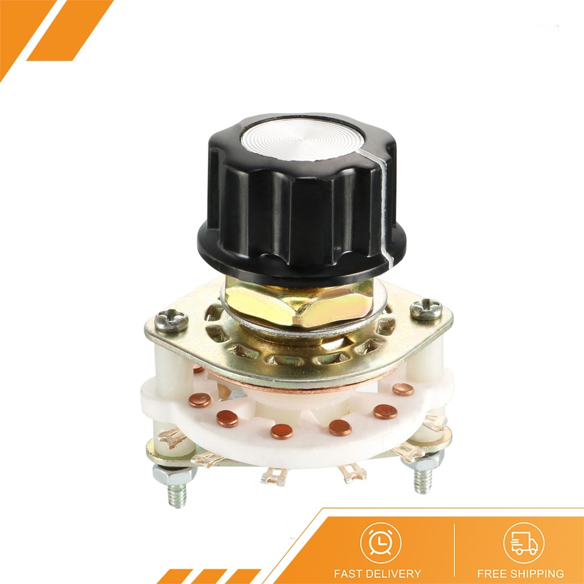 1P6T 1 Pole 6 Throw 1Deck Band Selector Rotary Switch with Plastic Knob 7 Pins