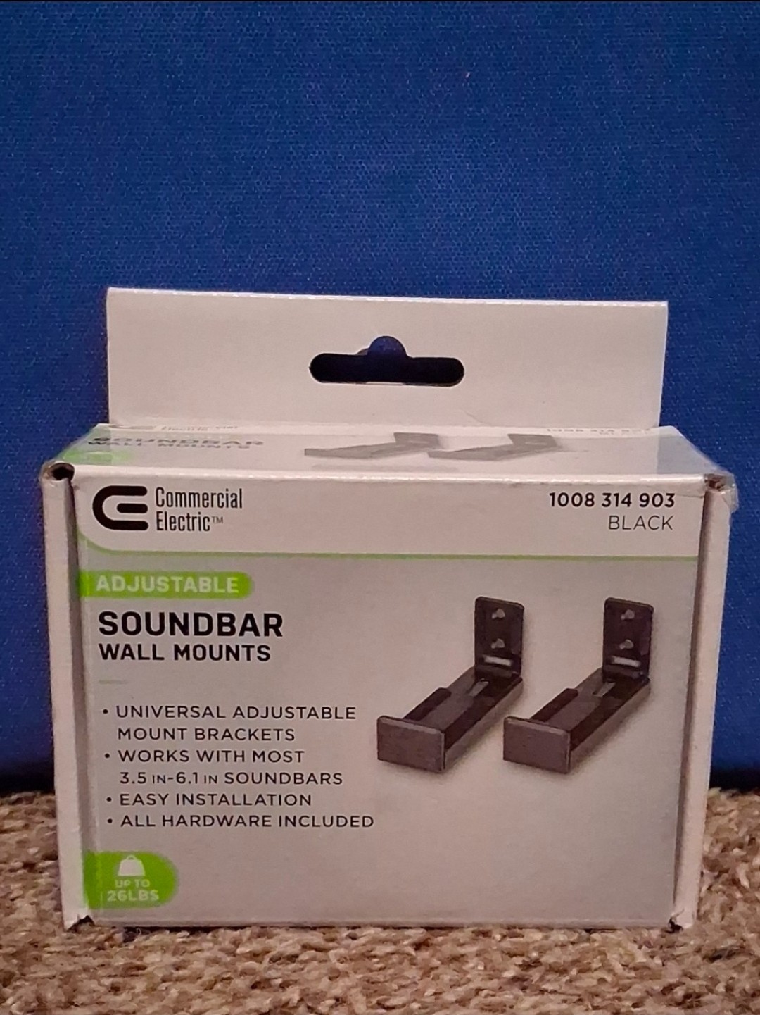 Commercial Electric universal adjustable soundbar wall mounts.