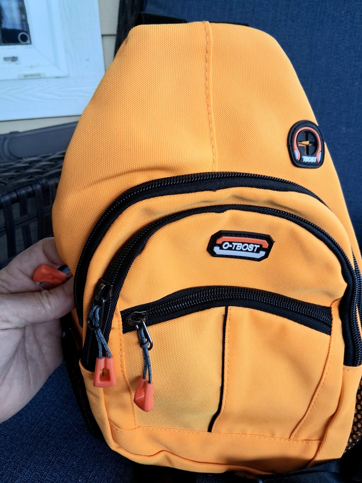 O-TBOST Gold Small Sling Backpack 10L 3 Pockets Zip Adjustable Strap
