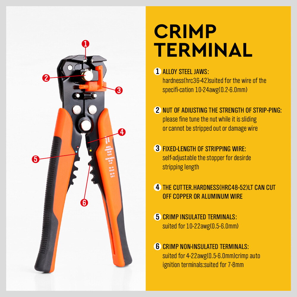 Self Adjusting Insulation Wire Stripper Cutter Crimper Cable Stripping Tools