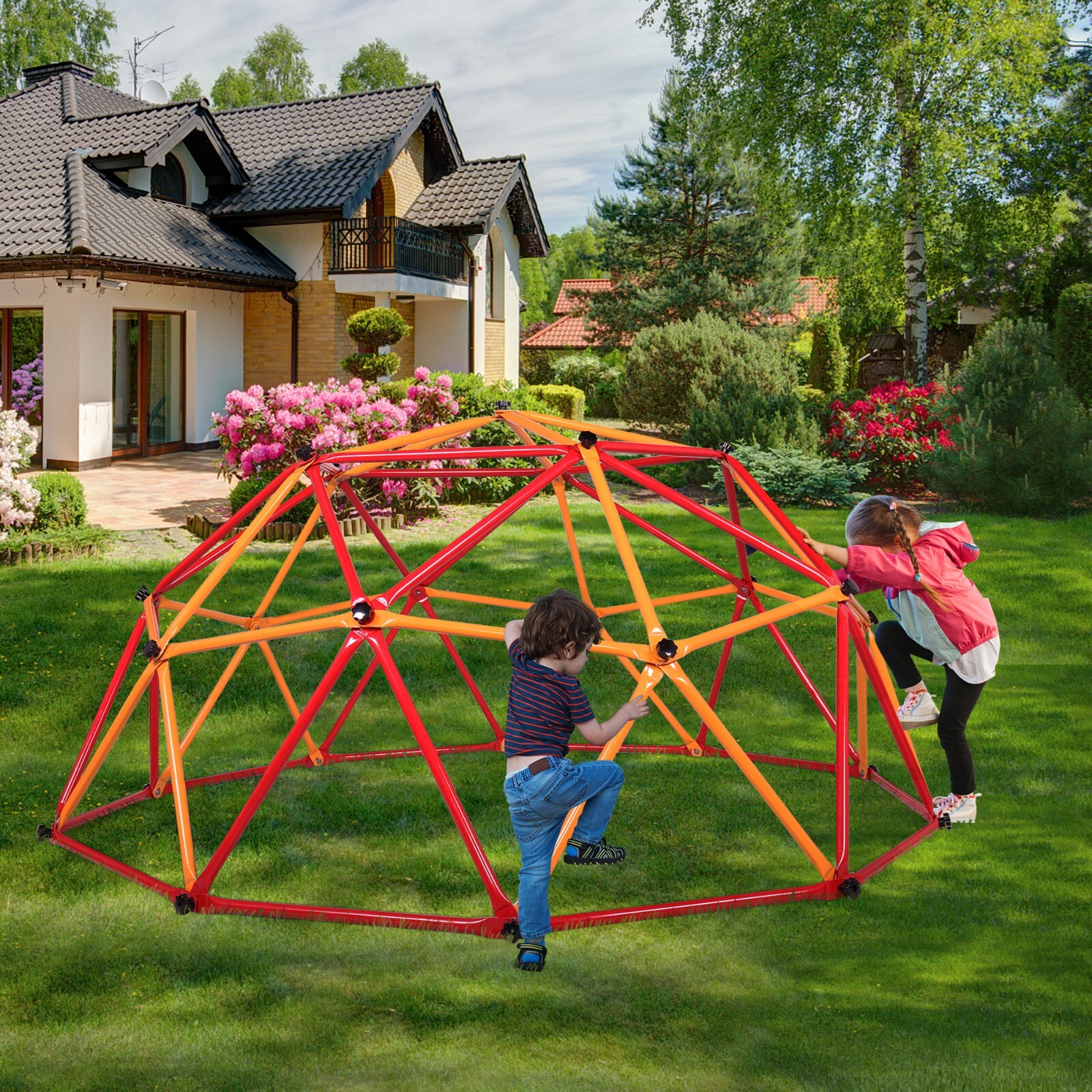 Geometric Dome Steel Frame Climber Outdoor Toddler Jungle Gym Play Set for Kids
