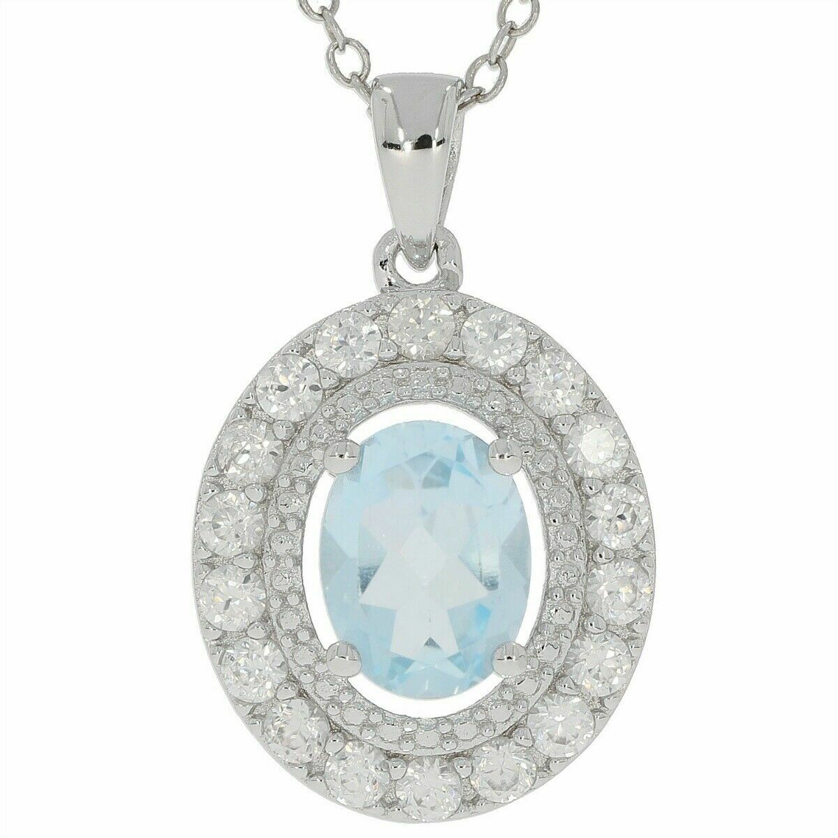 Sterling Silver Semi Mount Pendant Setting Oval OV 8x6mm Topaz Halo