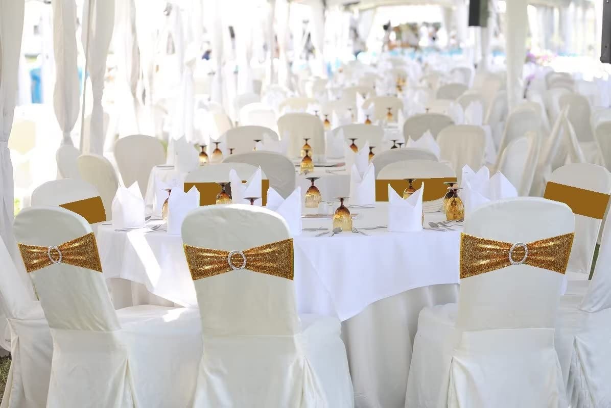 LIZIMI Sequined Chair Sashes Glittering Sequins, Stretch Spandex & Polyester...